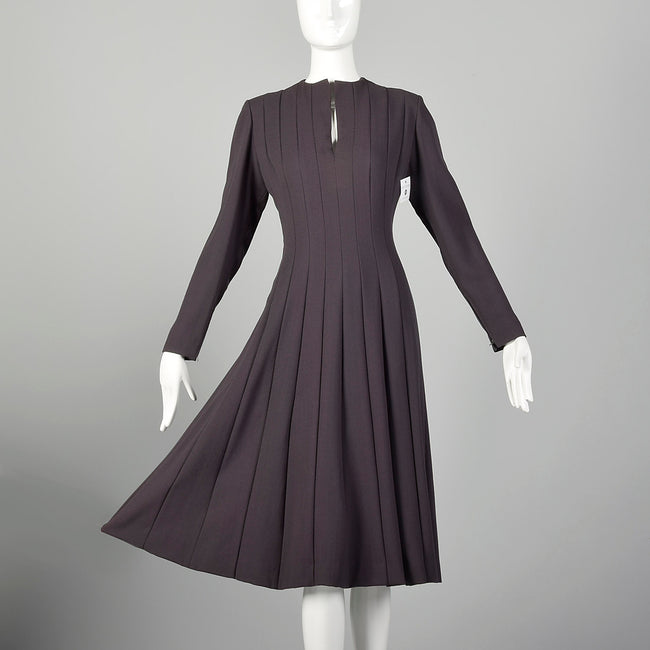 Large 1970s Pauline Trigere Long Sleeve Panel Dress