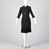 Small 1950s Black Dress with Pleated Underlay
