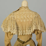 XXS 1800s Set Cotton Skirt Lace Bodice Victorian Separates As Is