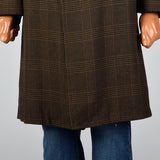 1970s Mens Brown Plaid Coat