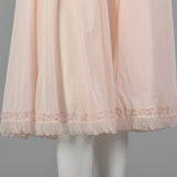 1950s Pink Nylon Nightgown with Ruffle Trim