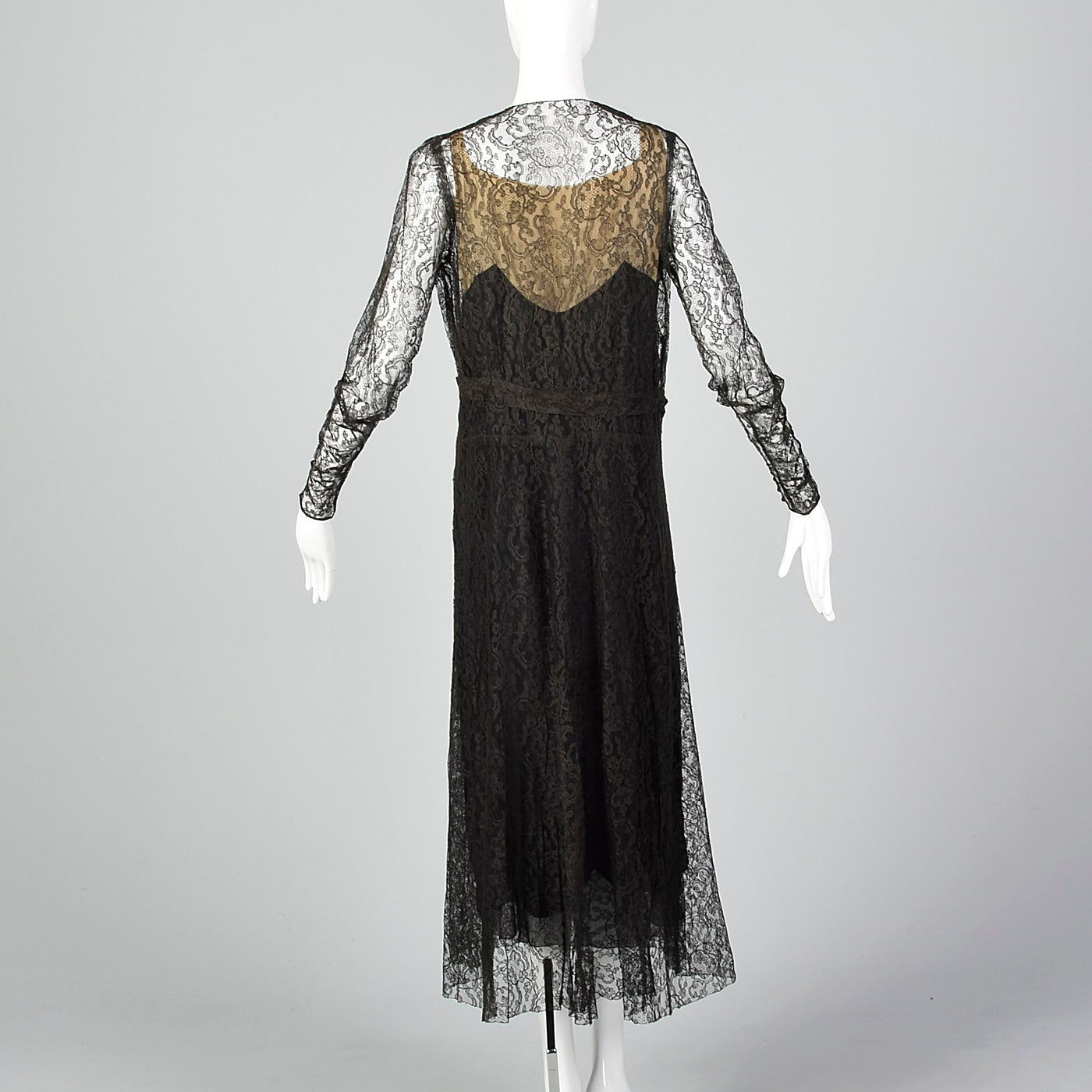 1930s Black Lace Evening Dress