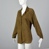1980s Green Suede Leather Shirt