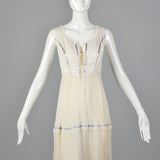 1970s Bohemian Dress with Laced Corset Bodice