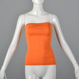 1970s Anne Klein Shiny Orange Tube Top