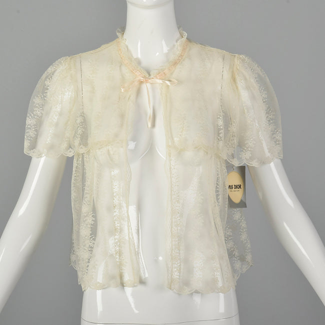 XS Miss Dior Christian Dior 1980s Lace Bed Jacket