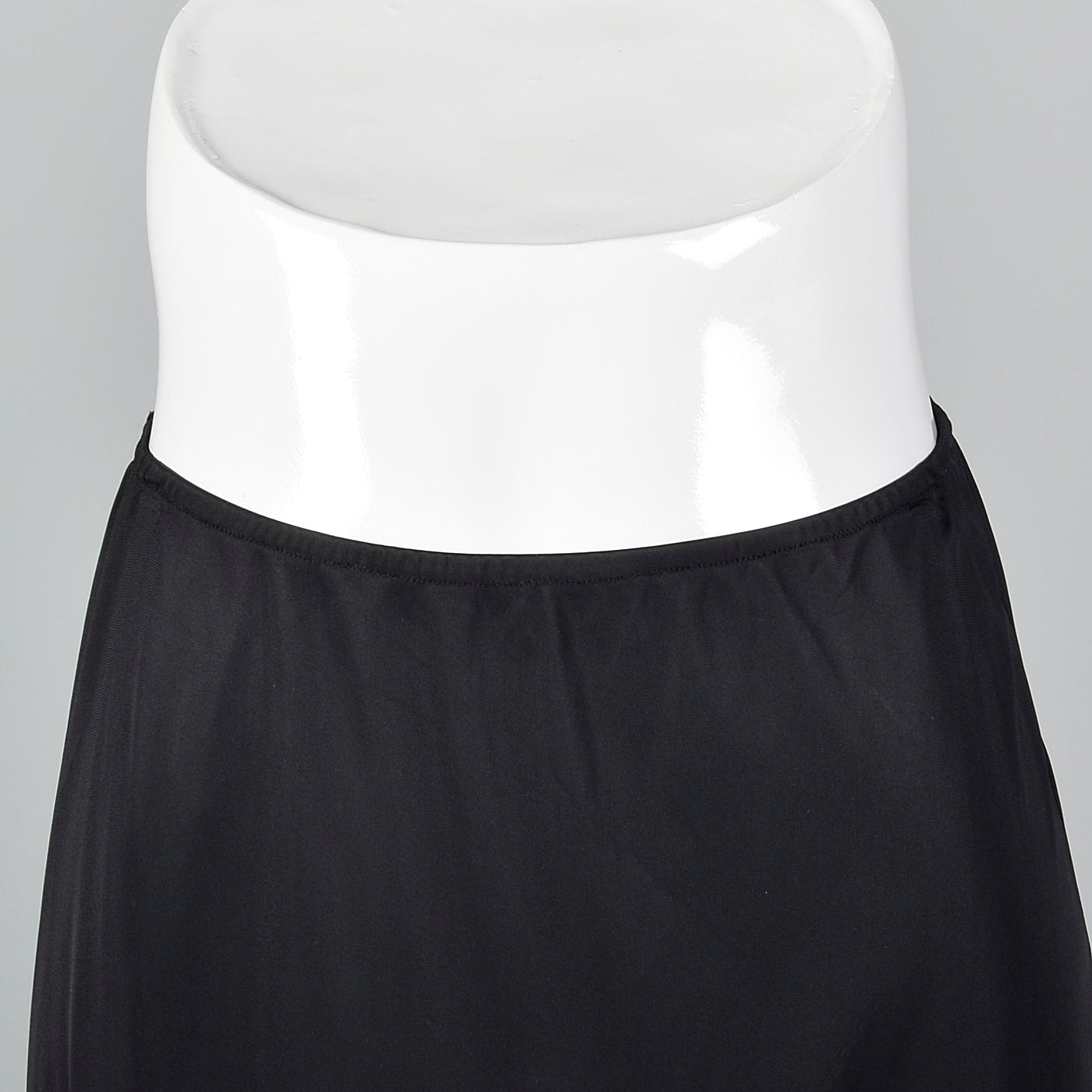 1950s Black Half Slip with Pale Blue Taffeta and Sheer Black Lace Hem