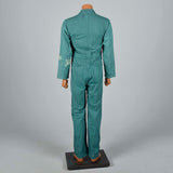 1940s Mens Green Herringbone Belted Workwear Coveralls