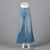 1970s Bell Bottom Cotton Denim Zip Front jeans