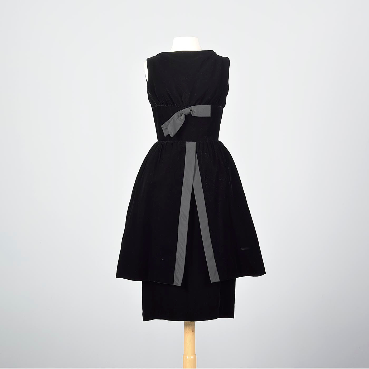 1950s Suzy Perette Little Black Velvet Dress with Dramatic Overskirt