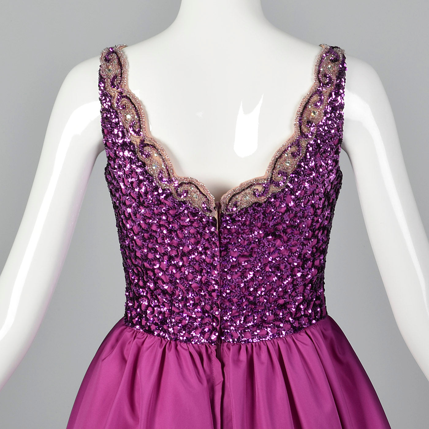 Small 1980s Fuchsia Dress with Sequined Bodice