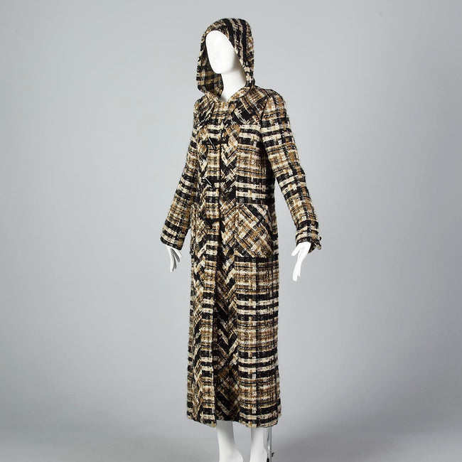 Chanel Full Length Tweed Maxi Coat with Toggle Closures & Hood