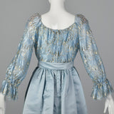 1970s Werle of Beverly Hills Blue Gown Dress