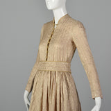 1970s Mollie Parnis Boutique Ivory Silk Dress
