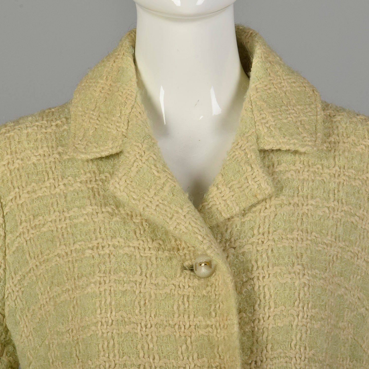 Medium 1960s Coat Green Plaid Wool Tweed Winter Outerwear