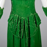1940s Emerald Green Velvet Dress