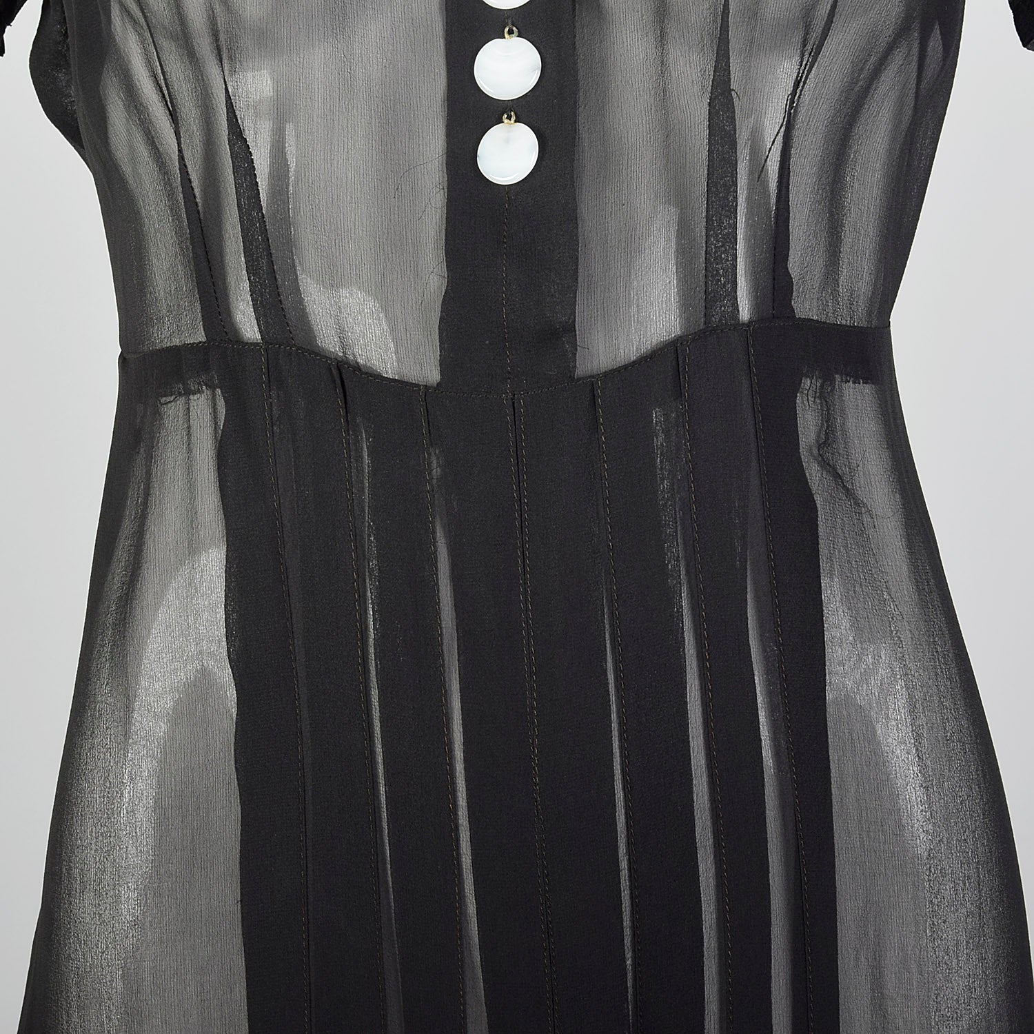 1930s Sheer Black Pleated Dress