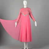Large 1970s Pink Beaded Formal Dress