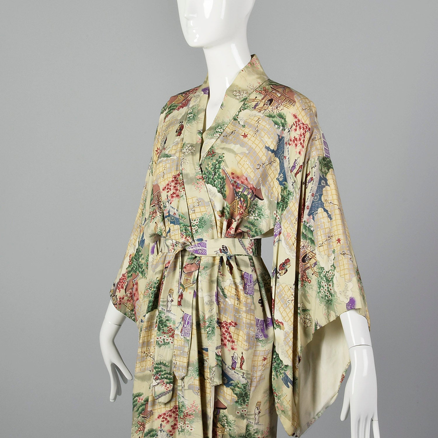 1950s Novelty Print Kimono Robe