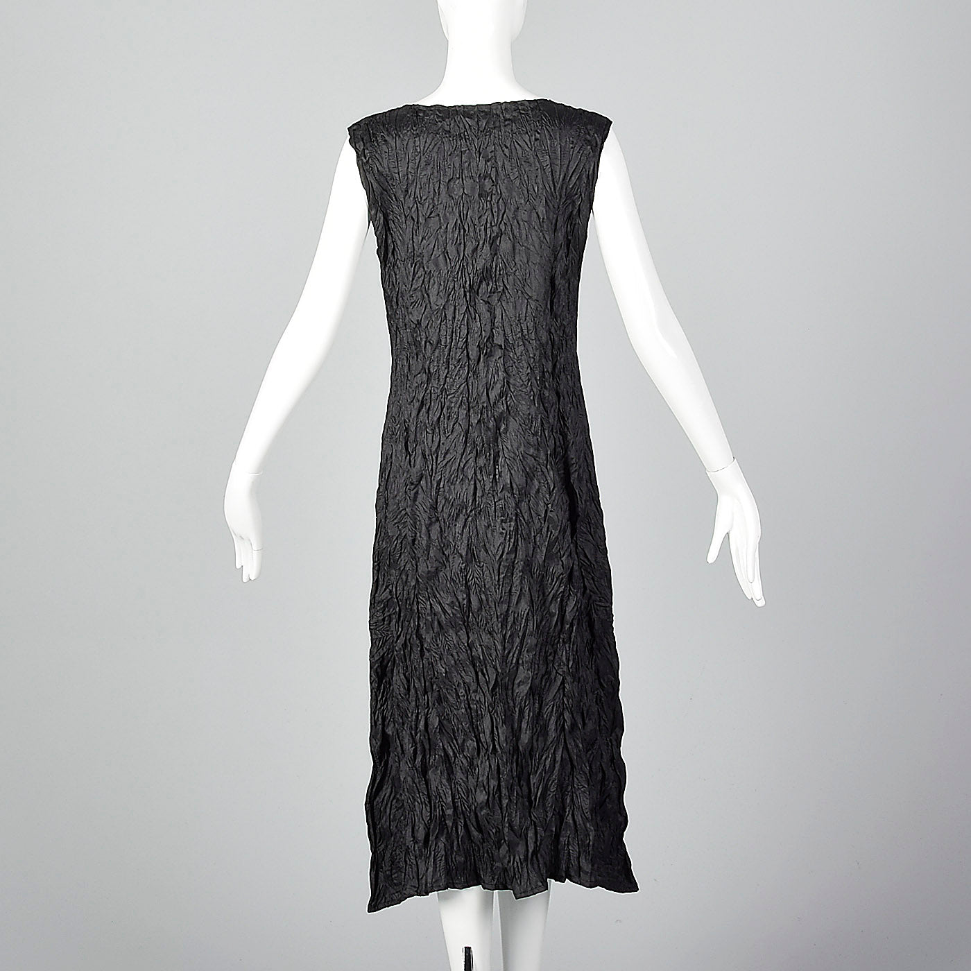 1990s Issey Miyake Black Textured Dress