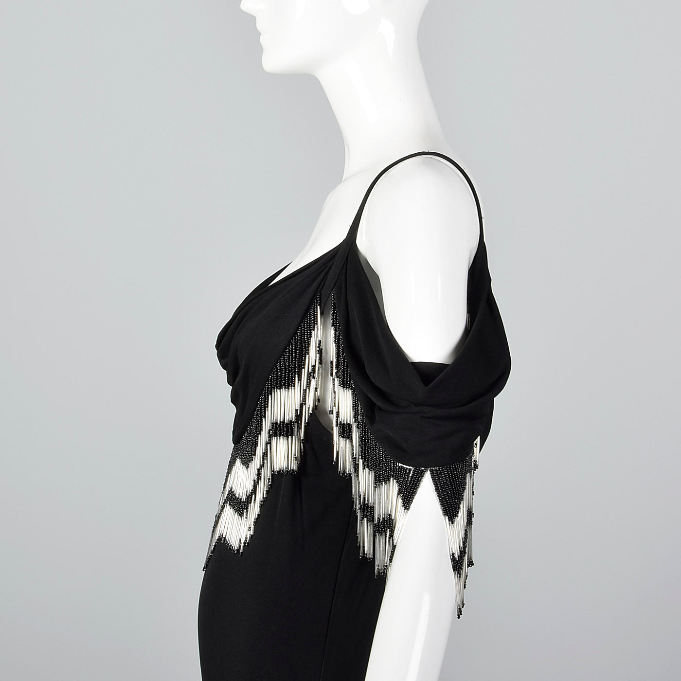 1990s Off the Shoulder Beaded Dress