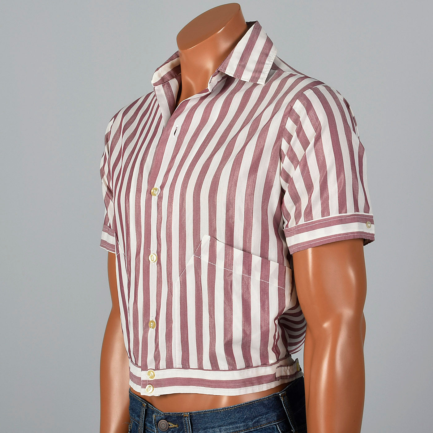 1950s Cropped Rockabilly Red Stripe Shirt