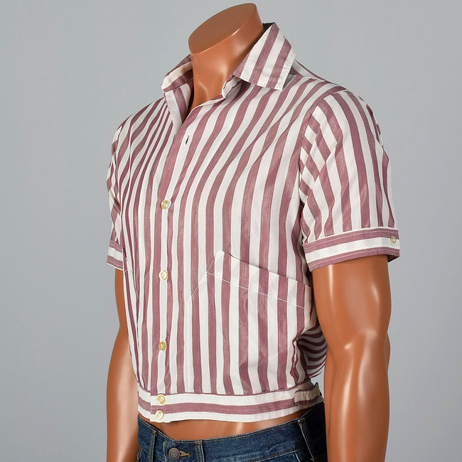 1950s Cropped Rockabilly Red Stripe Shirt