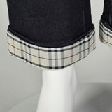 Medium Burberry Jeans Dark Wash Straight Leg Plaid Cuffs