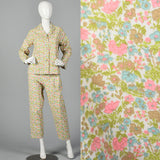 1960s Deadstock Flannel Pajamas in Pink Floral