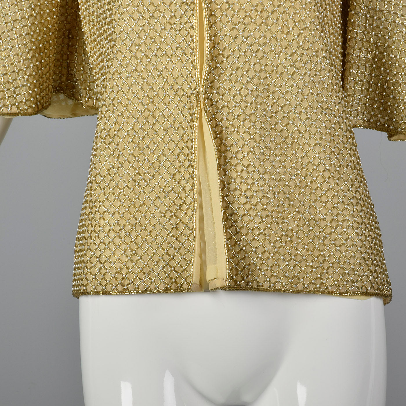 1960s Gold Beaded Cardigan with Flutter Sleeves