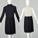 Large 1960s Black and White Polka Dot Dress Set