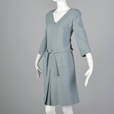 1990s Oscar De La Renta Light Blue Day Dress