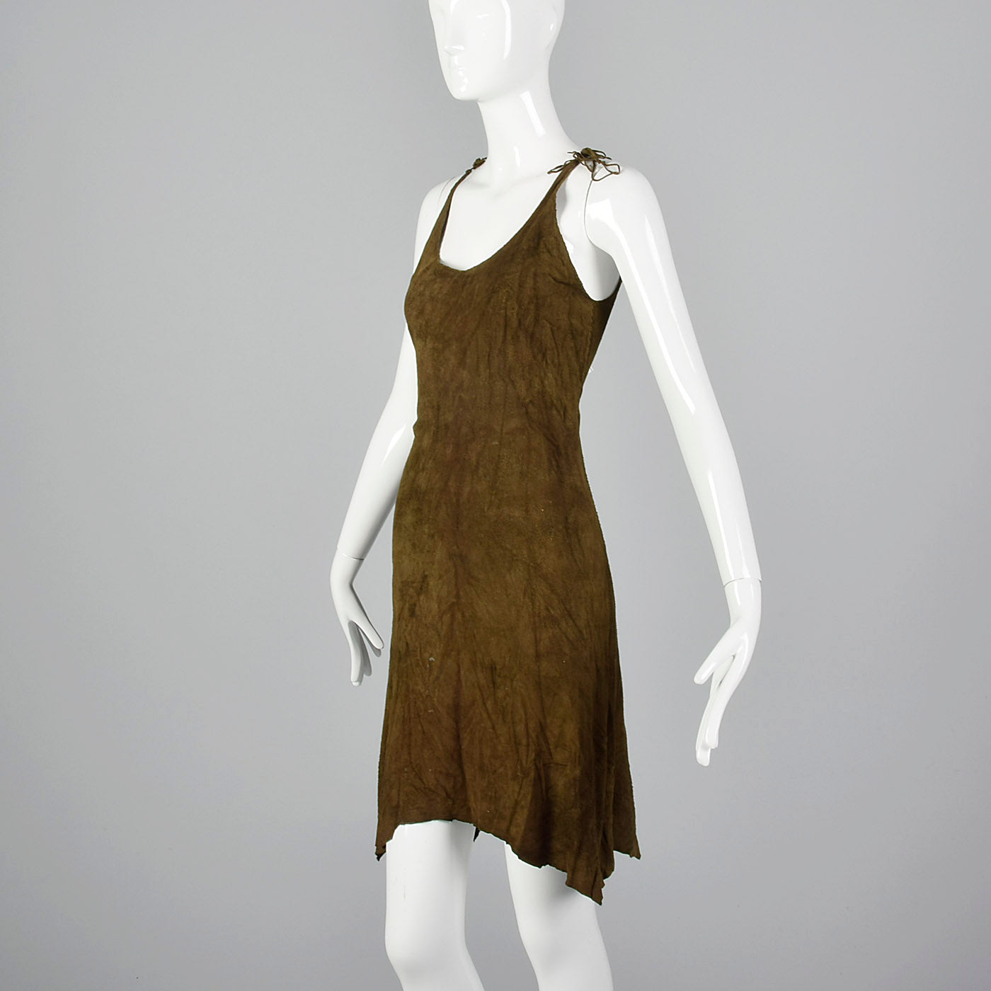 1970s Brown Suede Sheath Dress