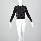 XS 1950s Black Cashmere Cardigan with Pearl Beading