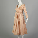 Small 1990s Catherine Regehr Dress Blush Pink Silk Taffeta Evening Gown Wedding Prom