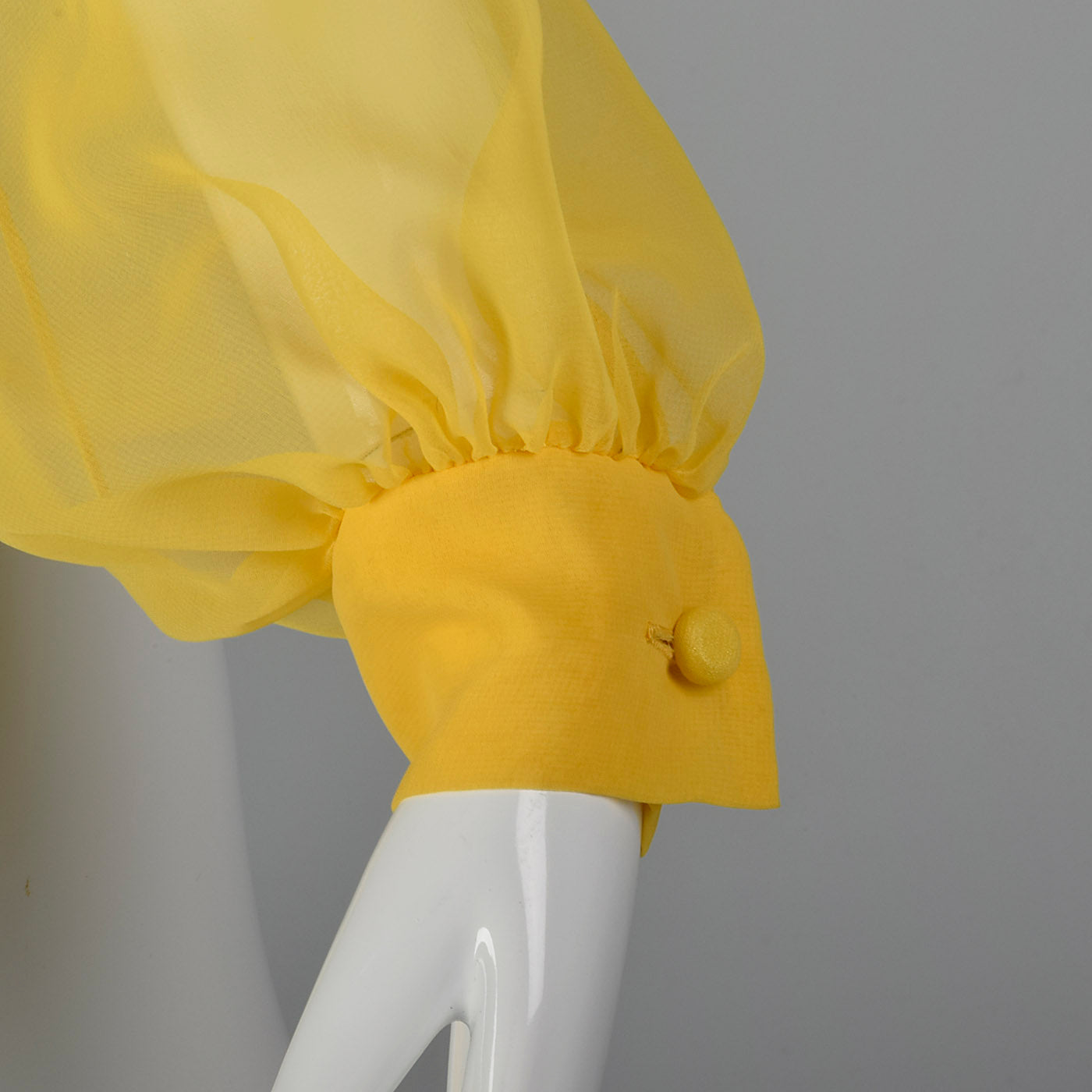 1970s Elegant Sheer Yellow Wrap Blouse