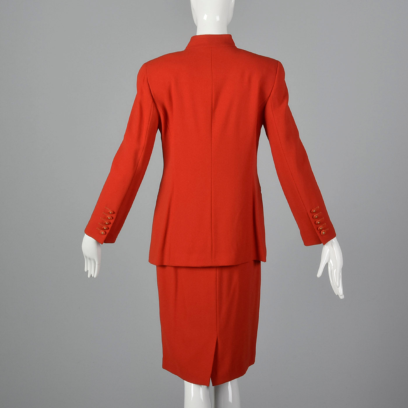 1980s Louis Feraud Red Skirt Suit in Wool Crepe