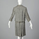 1960s Black and White Tweed Skirt Suit
