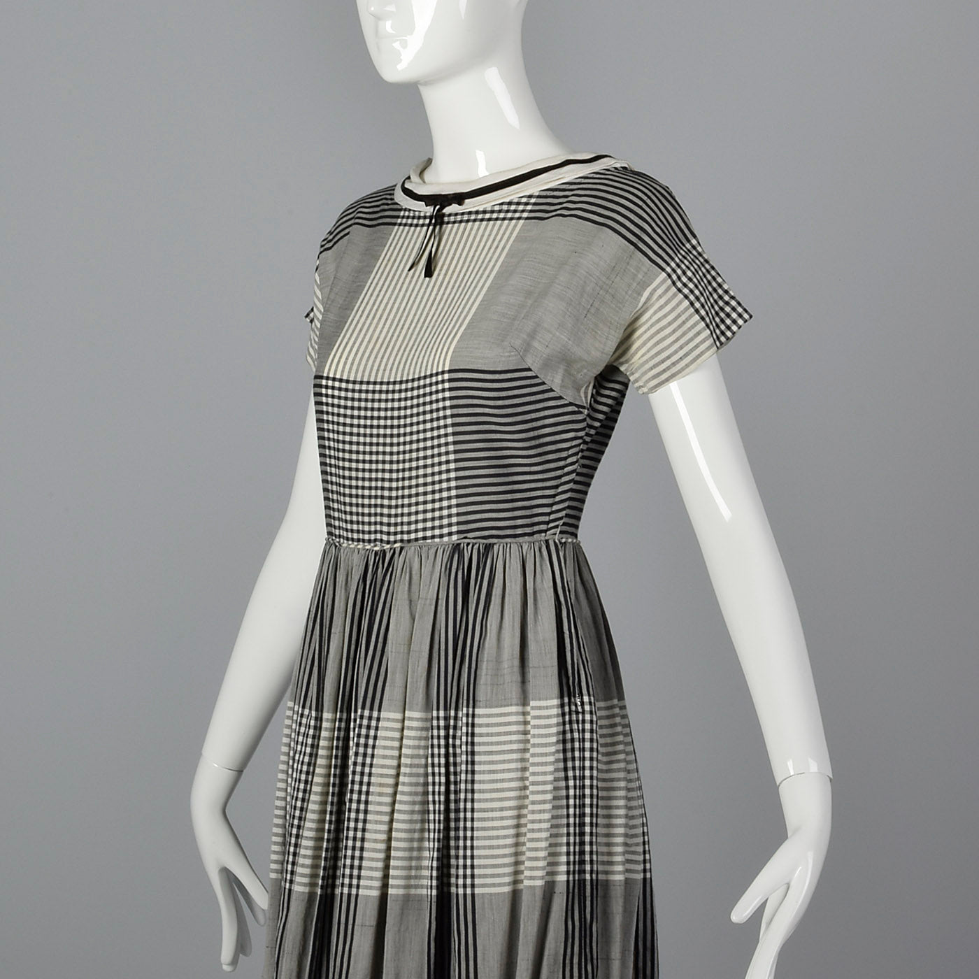 1950s Black and White Plaid Dress
