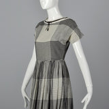 1950s Black and White Plaid Dress