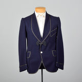 1950s Navy Blue Smoking Jacket with Braided Trim