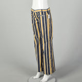 Medium 1970s Yellow Striped Jeans Low Rise Hippie Bell Bottom Pants