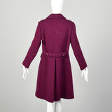 Small 1960s Coat Mauve Tweed Double Breasted Boucle Winter Vintage Outerwear
