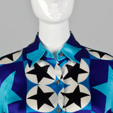 Medium Ellen Tracy 1990s Silk Star Print Blouse