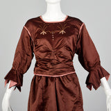 Large 1910s Brown Silk Day Dress