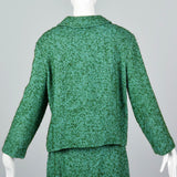 1960s Two Piece Green Tweed Suit