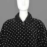 1980s Gianni Versace Skirt Oversized Blazer & Wrap Skirt in Black Velvet with White Polkadots