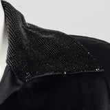 Small-Large 1980s Black Beaded Collar Wrap Top