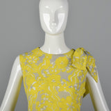 1960s Yellow Print Shift Dress with Drop Waist
