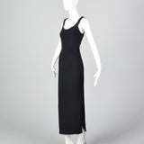 1990s Oleg Cassini Black Evening Dress